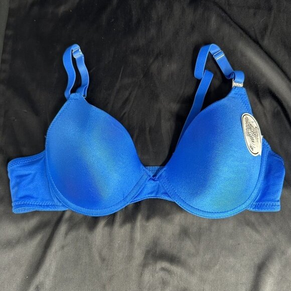Mopas Intimates Blue Bra Rhinestone Straps Adjustable Straps Underwire - Picture 2 of 9